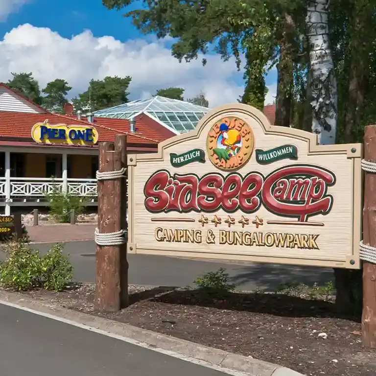 Südsee-Camp Einfahrtsschild