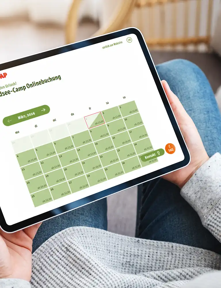Preise & Verfügbarkeiten Tablet mit Buchungskalender