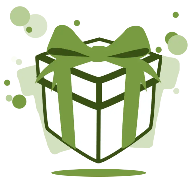 Symbolische Geschenkbox mit Schleife – Hinweis auf Urlaubsgutschein im Südsee-Camp